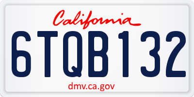 CA license plate 6TQB132