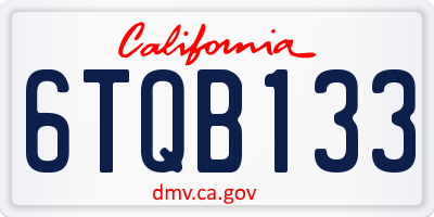 CA license plate 6TQB133
