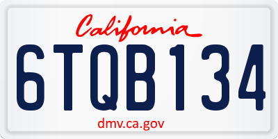 CA license plate 6TQB134