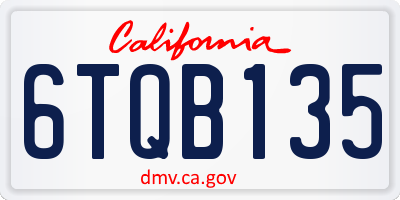 CA license plate 6TQB135