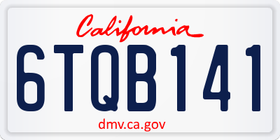 CA license plate 6TQB141