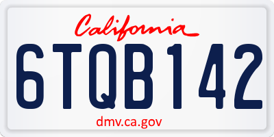 CA license plate 6TQB142