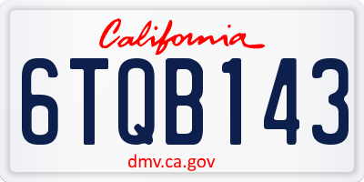 CA license plate 6TQB143