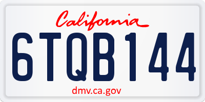 CA license plate 6TQB144