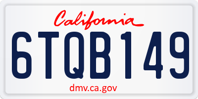 CA license plate 6TQB149