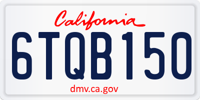 CA license plate 6TQB150