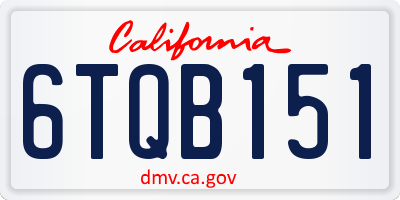 CA license plate 6TQB151