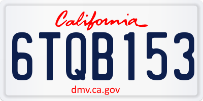 CA license plate 6TQB153