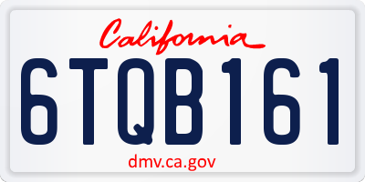 CA license plate 6TQB161