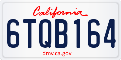 CA license plate 6TQB164