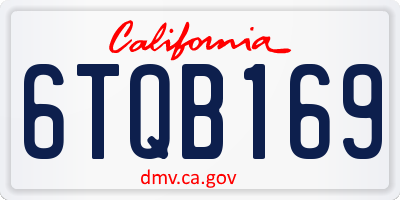 CA license plate 6TQB169