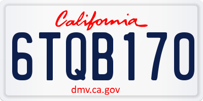 CA license plate 6TQB170