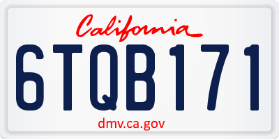 CA license plate 6TQB171