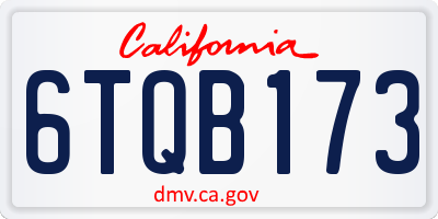 CA license plate 6TQB173