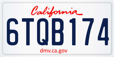 CA license plate 6TQB174