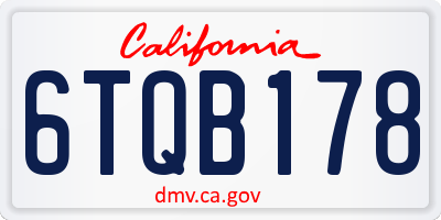 CA license plate 6TQB178