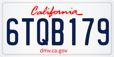 CA license plate 6TQB179