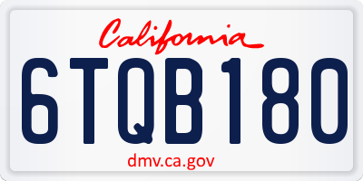 CA license plate 6TQB180