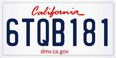 CA license plate 6TQB181