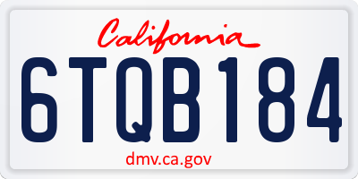 CA license plate 6TQB184