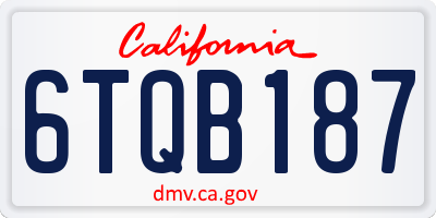 CA license plate 6TQB187