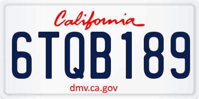 CA license plate 6TQB189