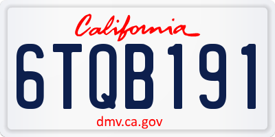 CA license plate 6TQB191