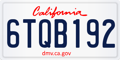 CA license plate 6TQB192