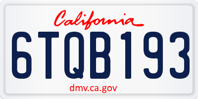 CA license plate 6TQB193