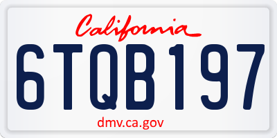CA license plate 6TQB197