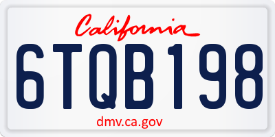 CA license plate 6TQB198