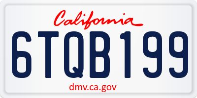 CA license plate 6TQB199