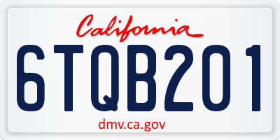 CA license plate 6TQB201