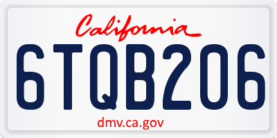 CA license plate 6TQB206