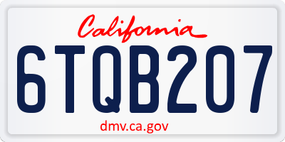 CA license plate 6TQB207