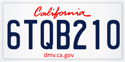 CA license plate 6TQB210