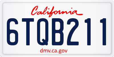 CA license plate 6TQB211