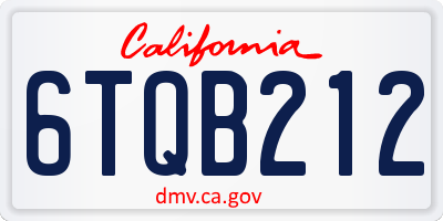 CA license plate 6TQB212