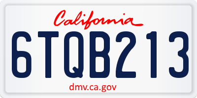 CA license plate 6TQB213