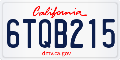 CA license plate 6TQB215