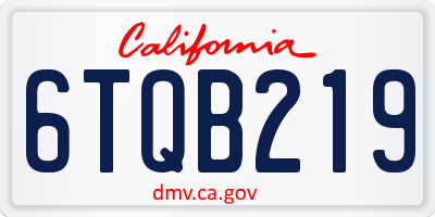 CA license plate 6TQB219