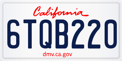 CA license plate 6TQB220