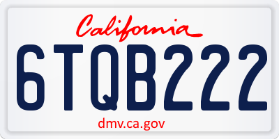 CA license plate 6TQB222