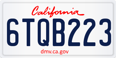 CA license plate 6TQB223