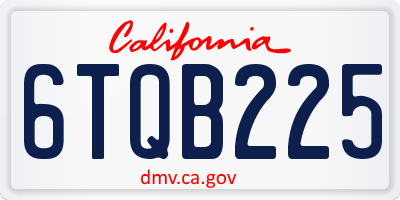 CA license plate 6TQB225