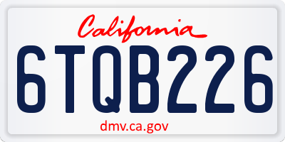 CA license plate 6TQB226