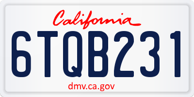 CA license plate 6TQB231