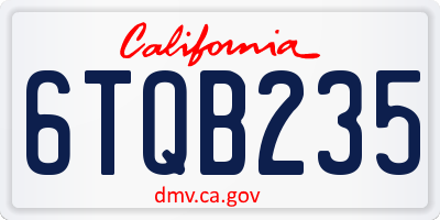 CA license plate 6TQB235