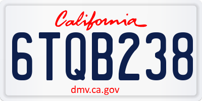 CA license plate 6TQB238