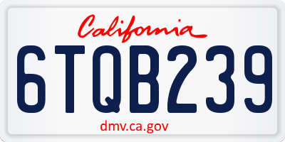 CA license plate 6TQB239